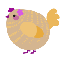 A beige and honey chicken with a bar pattern