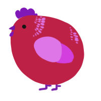A crimson and orchid chicken with a neck-band pattern