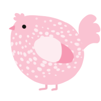 A rose chicken with a speckle pattern