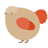 A beige and vermilion chicken