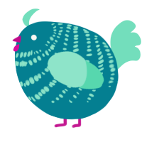 A sea and mint chicken with a bar pattern