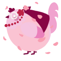 A rose and pink chicken with a head pattern