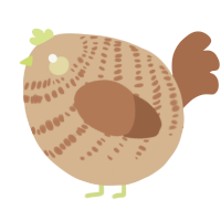A beige and brown chicken with a bar pattern