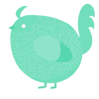 A mint chicken with a double-lace pattern