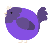 A blurple and overcast chicken with a head pattern