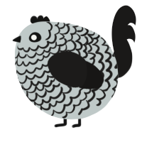 A silver and sable chicken with a lace pattern