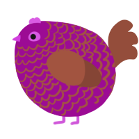 A plum and russet chicken with a lace pattern