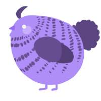 A lilac and overcast chicken with a bar pattern