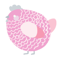 A pink and rose chicken with a lace pattern