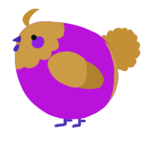 A amethyst and gold chicken with a head pattern