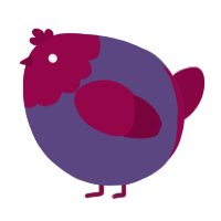 A overcast and maroon chicken with a head pattern
