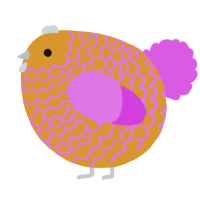 A orange and orchid chicken with a lace pattern