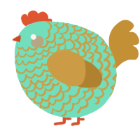 A mint and gold chicken with a lace pattern
