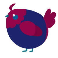 A navy and maroon chicken with a head pattern