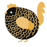 A black and honey chicken with a lace pattern
