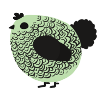 A gluppy and sable chicken with a double-lace pattern