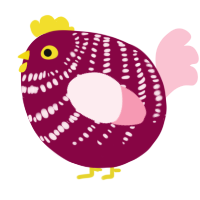 A maroon and rose chicken with a bar pattern