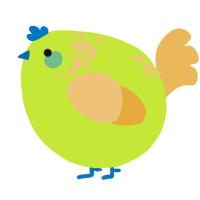 A lime and honey chicken with a neck-speckle pattern