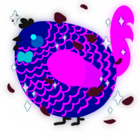 A navy and amethyst chicken with a lace pattern