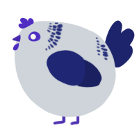 A mist and navy chicken with a neck-band pattern