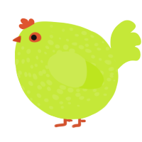 A lime chicken with a speckle pattern