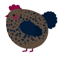 A bark and tumblr chicken with a speckle pattern