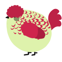 A apple and crimson chicken with a half-lace pattern