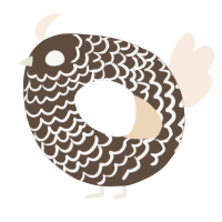 A bark and cream chicken with a lace pattern