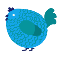 A sky and teal chicken with a lace pattern