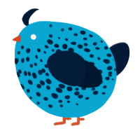 A cerulean and tumblr chicken with a speckle pattern