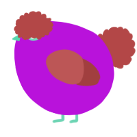 A amethyst and red chicken