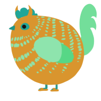 A orange and spring chicken with a bar pattern