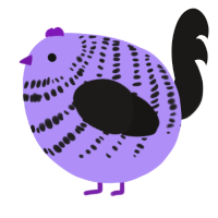 A lilac and sable chicken with a bar pattern