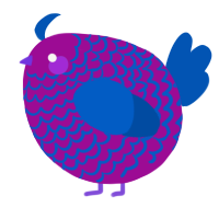 A plum and ultramarine chicken with a lace pattern