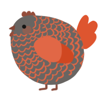 A grey and vermilion chicken with a lace pattern