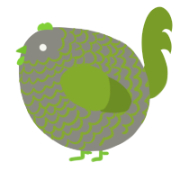 A ash and chartreuse chicken with a lace pattern