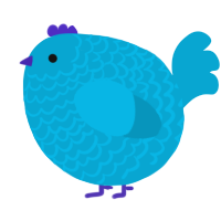 A cerulean chicken with a lace pattern
