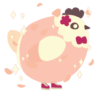 A pink and rose chicken with a head pattern