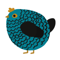 A sea and black chicken with a lace pattern
