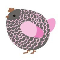 A grey and pink chicken with a lace pattern