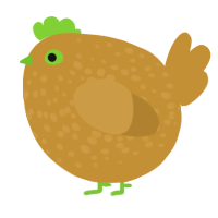 A gold chicken with a speckle pattern