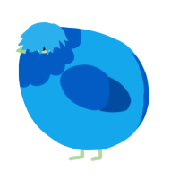 A sky and ultramarine chicken with a head pattern