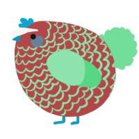 A red and spring chicken with a lace pattern