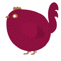 A maroon chicken with a lace pattern