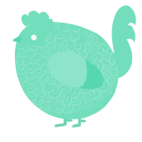 A mint chicken with a double-lace pattern