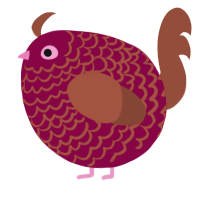 A maroon and russet chicken with a lace pattern