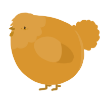 A orange chicken with a head pattern