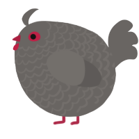 A grey chicken with a lace pattern