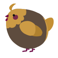 A bark and gold chicken with a head pattern