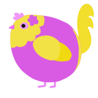 A orchid and yellow chicken with a head pattern